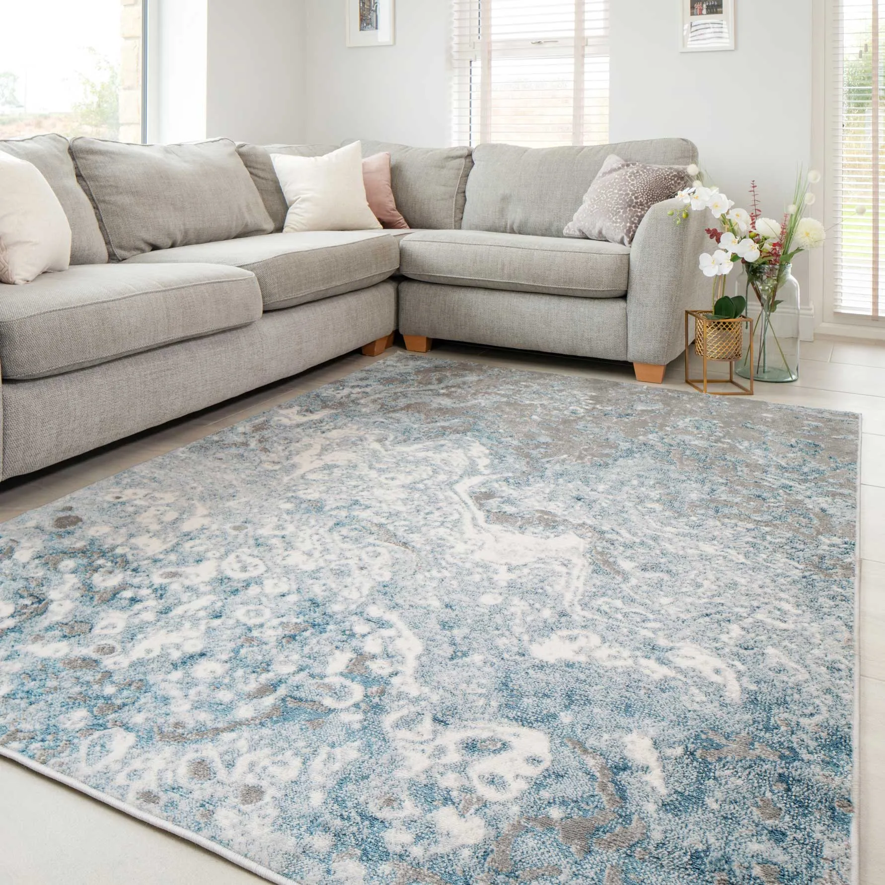 Modern Marble Light Blue Rug