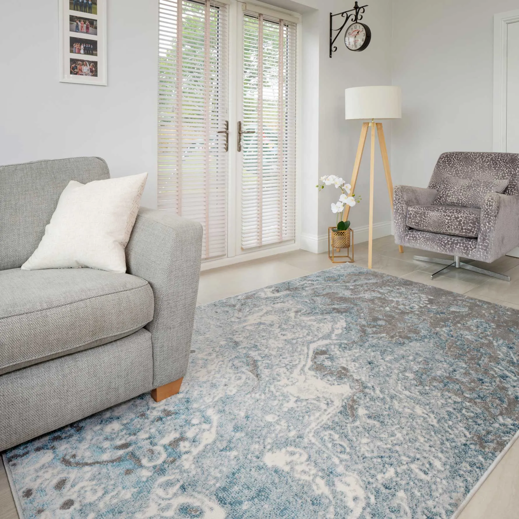 Modern Marble Light Blue Rug