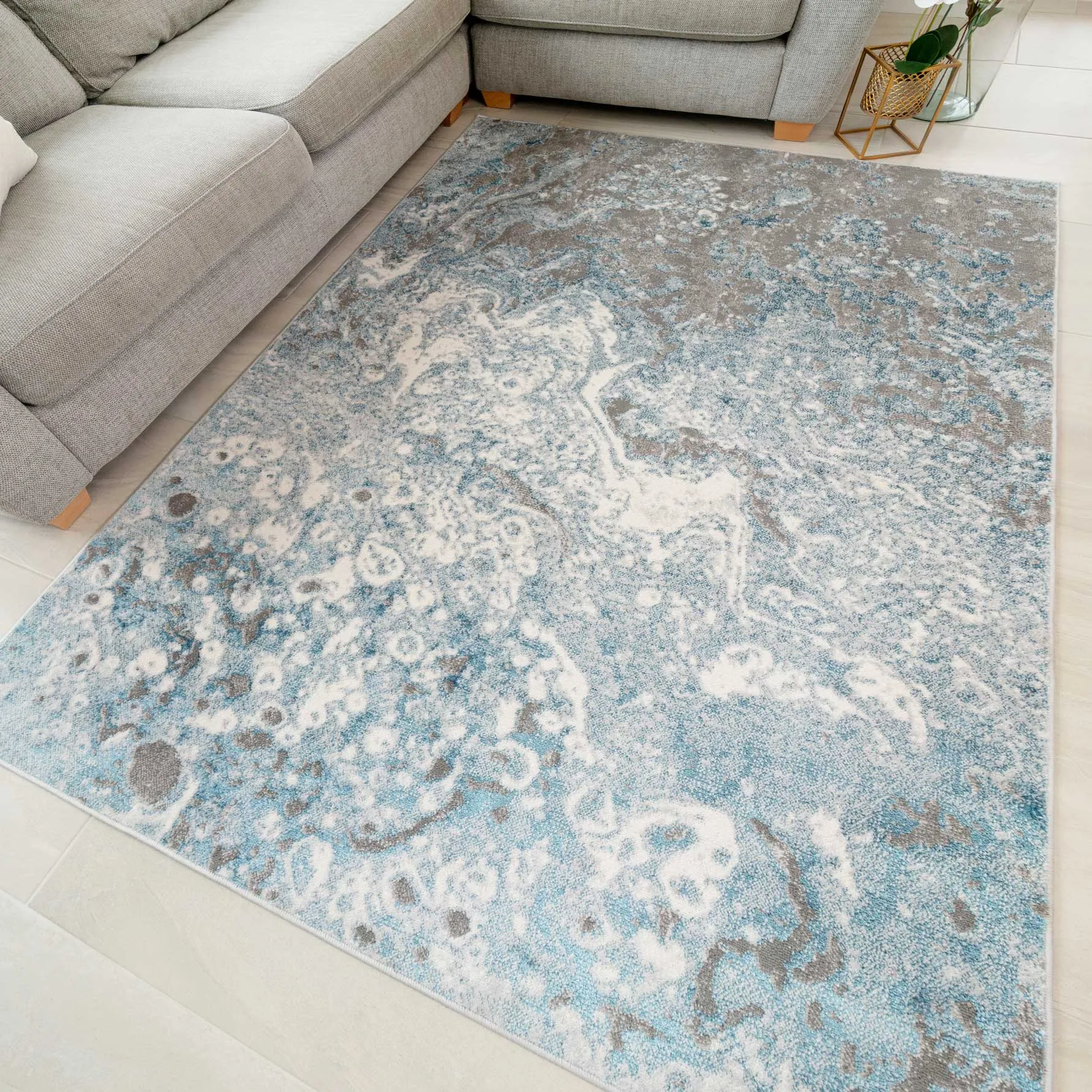Modern Marble Light Blue Rug