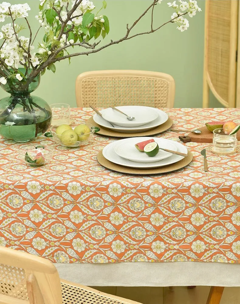 Modern Square Tablecloth, Bohemia Oriental Bilayer Tablecloths, Country Farmhouse Tablecloth for Round Table, Large Rectangle Table Covers for Dining Room Table, Rustic Table Cloths for Kitchen