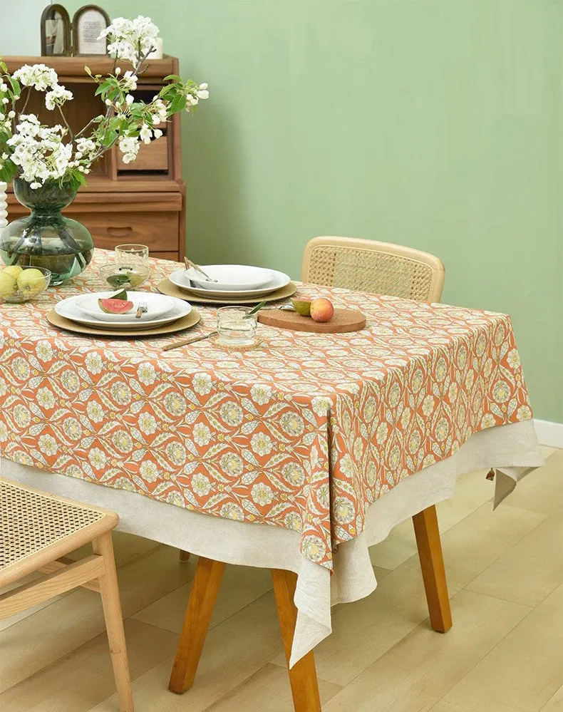 Modern Square Tablecloth, Bohemia Oriental Bilayer Tablecloths, Country Farmhouse Tablecloth for Round Table, Large Rectangle Table Covers for Dining Room Table, Rustic Table Cloths for Kitchen