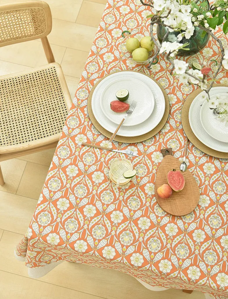 Modern Square Tablecloth, Bohemia Oriental Bilayer Tablecloths, Country Farmhouse Tablecloth for Round Table, Large Rectangle Table Covers for Dining Room Table, Rustic Table Cloths for Kitchen