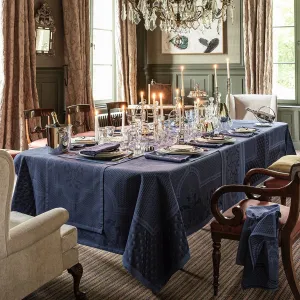 Palais Venitien Blue 69" x 69" Tablecloth by Le Jacquard Français