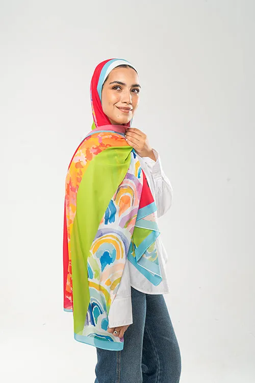 PC1128 - Colorful Printed Chiffon Scarf