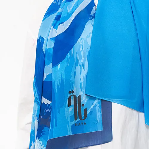 PC1129 - Ocean Blue Printed Chiffon Scarf