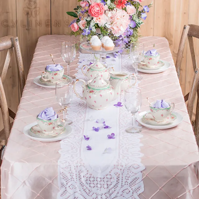 Pintuck 90"x132" Rectangular Tablecloth - Blush/Rose Gold