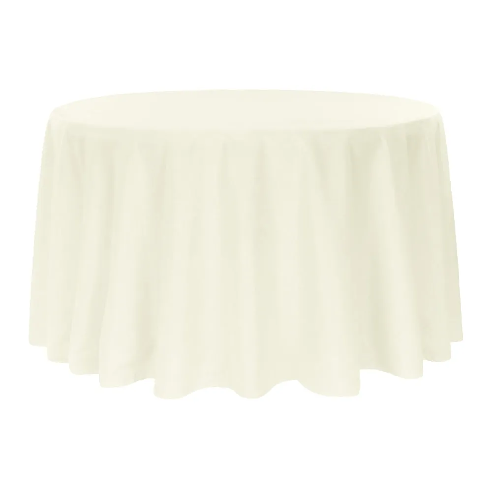 Polyester 120" Round Tablecloth - Light Ivory/Off White