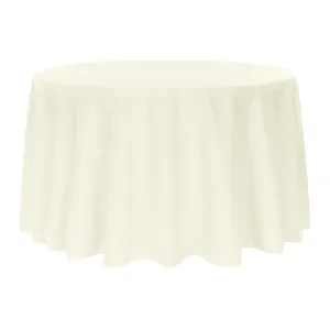 Polyester 120" Round Tablecloth - Light Ivory/Off White