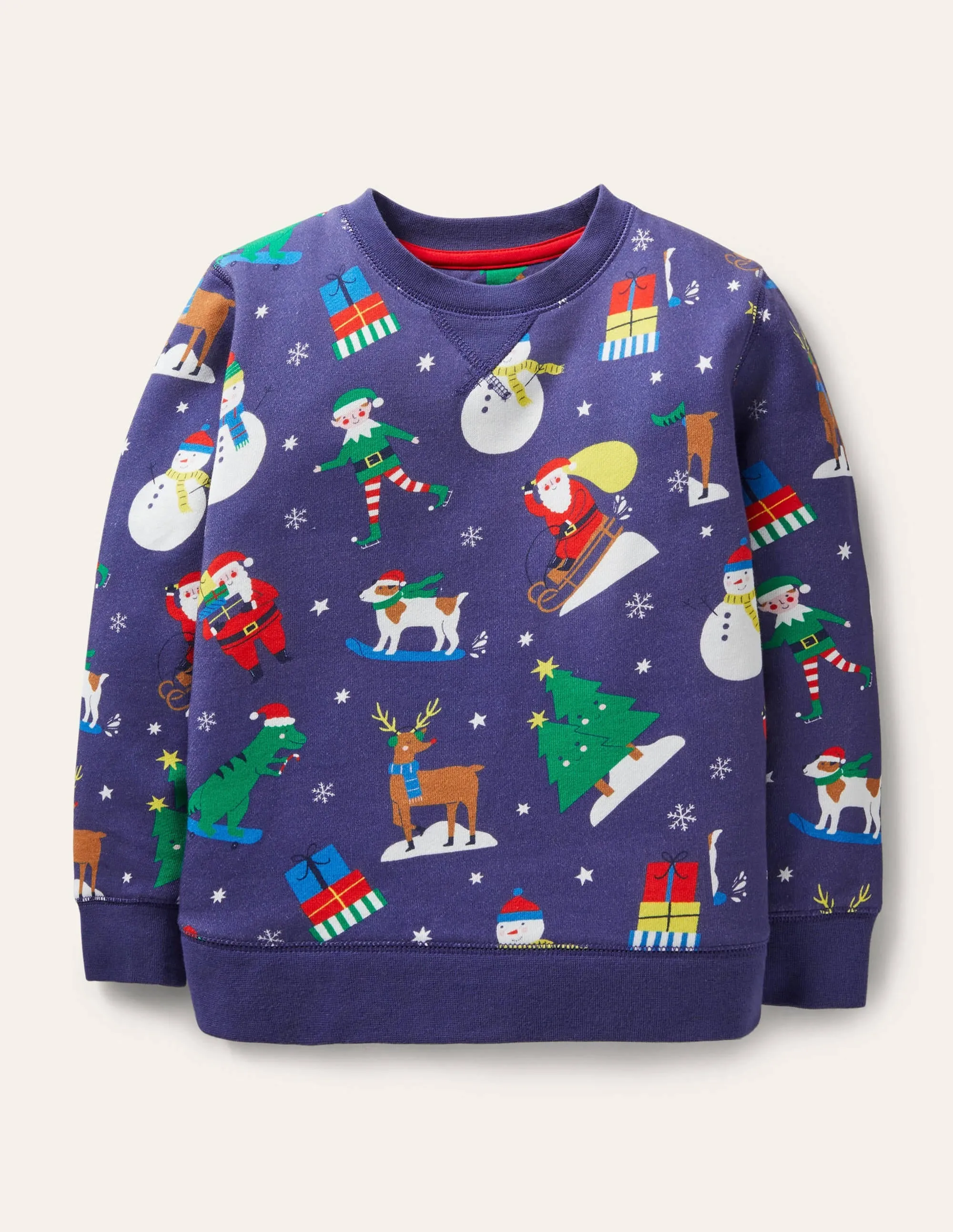 Printed Sweatshirt-Starboard Blue Festive Friends