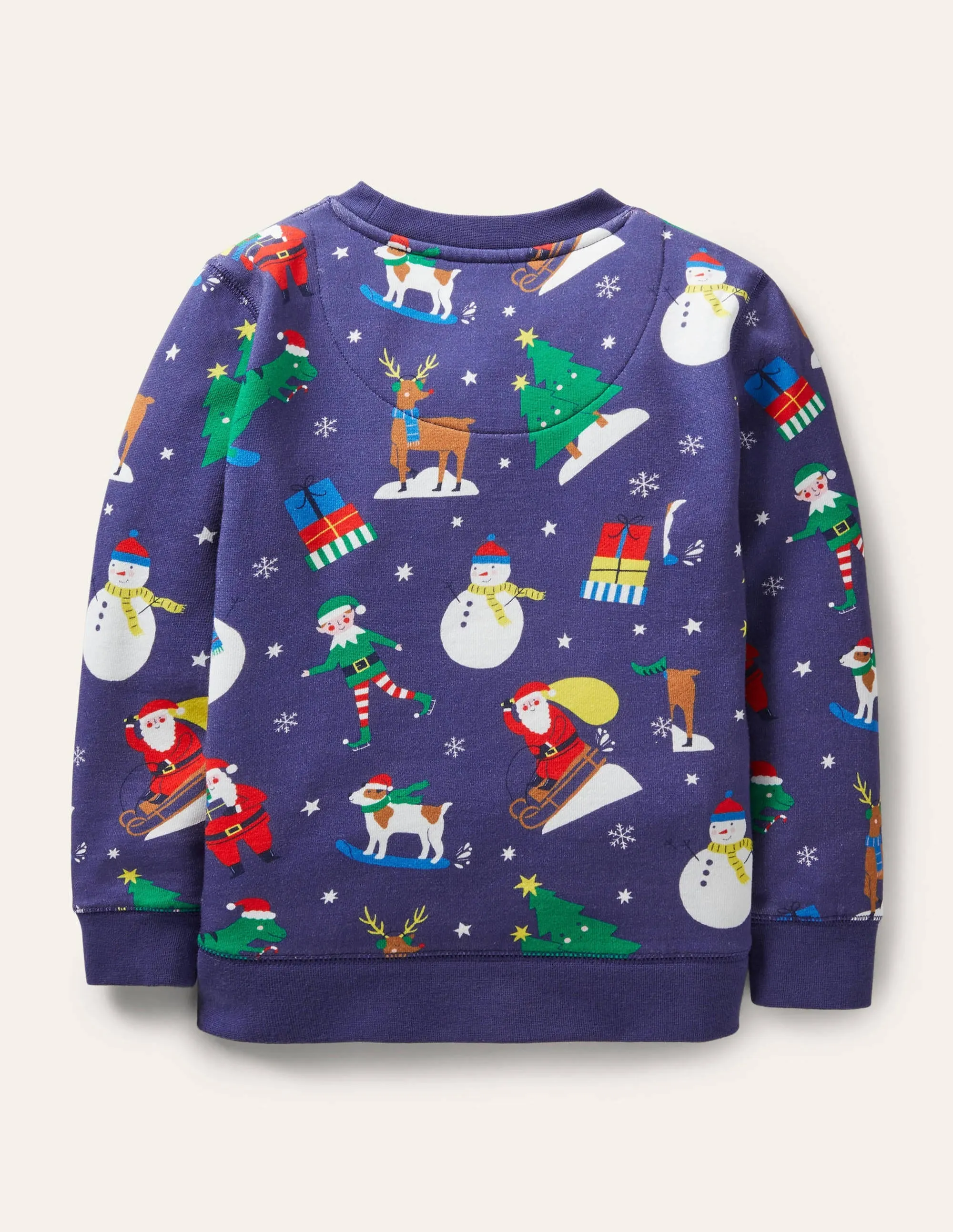 Printed Sweatshirt-Starboard Blue Festive Friends