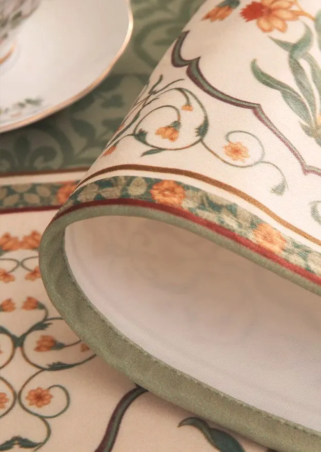 Rectangle Table Cover Ideas for Dining Table, Square Tablecloth for Round Table, Green Flower Pattern Table Cover for Kitchen, Outdoor Picnic Tablecloth