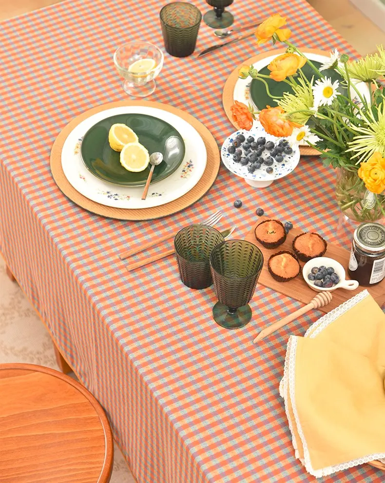 Rectangle Table Covers for Dining Room Table, Square Tablecloth for Coffee Table, Cotton Chequer Rectangular Tablecloth for Kitchen, Table Cloth