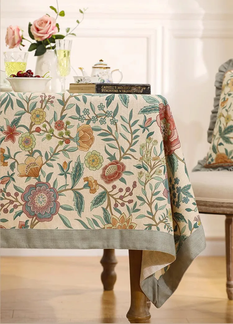 Rectangle Tablecloth Ideas for Dining Table, Flower Farmhouse Table Cover, Extra Large Modern Tablecloth, Square Linen Tablecloth for Coffee Table