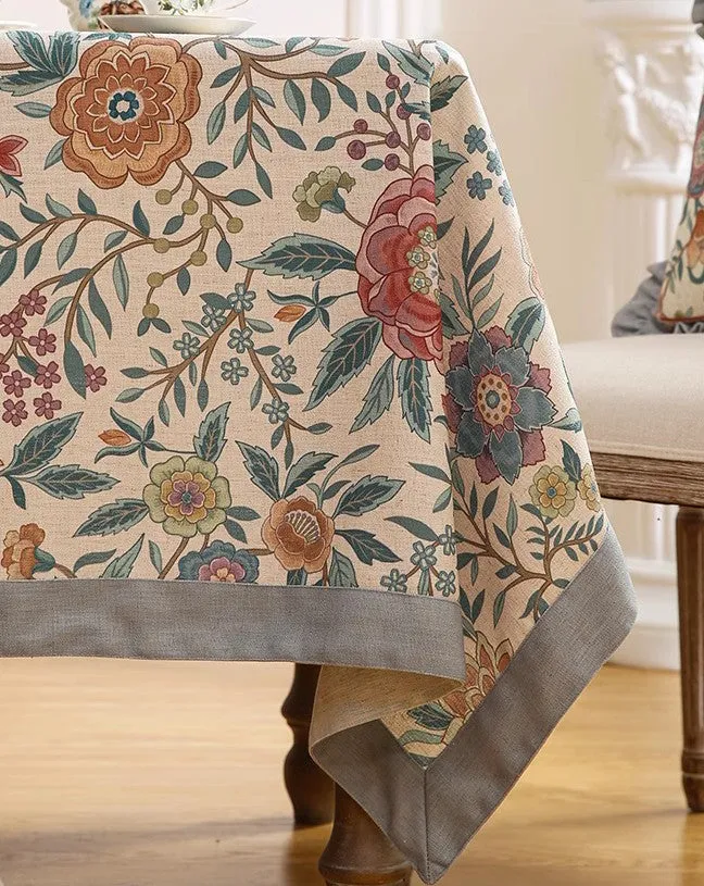 Rectangle Tablecloth Ideas for Dining Table, Flower Farmhouse Table Cover, Extra Large Modern Tablecloth, Square Linen Tablecloth for Coffee Table