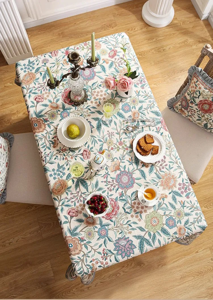 Rectangle Tablecloth Ideas for Dining Table, Flower Farmhouse Table Cover, Extra Large Modern Tablecloth, Square Linen Tablecloth for Coffee Table