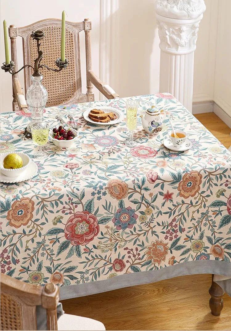Rectangle Tablecloth Ideas for Dining Table, Flower Farmhouse Table Cover, Extra Large Modern Tablecloth, Square Linen Tablecloth for Coffee Table