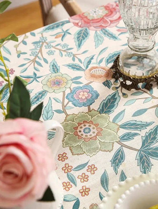 Rectangle Tablecloth Ideas for Dining Table, Flower Farmhouse Table Cover, Extra Large Modern Tablecloth, Square Linen Tablecloth for Coffee Table