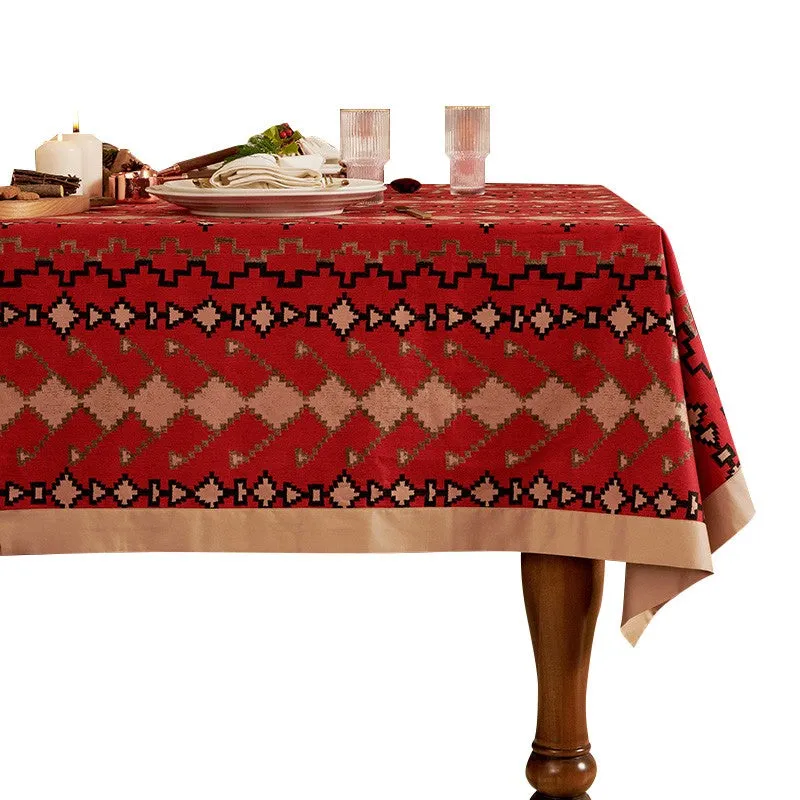 Red Christmas Holiday Tablecloth for Oval Table, Large Modern Rectangle Tablecloth for Dining Room Table, Square Table Covers for Kitchen, Farmhouse Table Cloth for Round Table