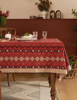 Red Christmas Holiday Tablecloth for Oval Table, Large Modern Rectangle Tablecloth for Dining Room Table, Square Table Covers for Kitchen, Farmhouse Table Cloth for Round Table