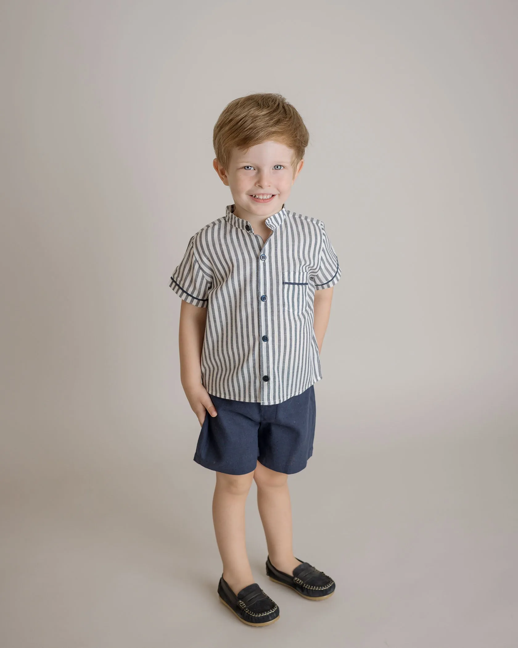 Robbie Linen Short Set, Infant Boys