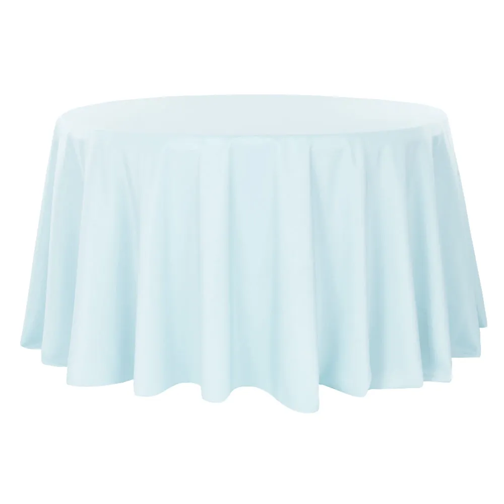 Round Polyester 132" Tablecloth - Baby Blue