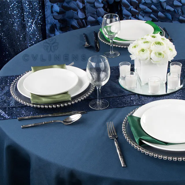 Round Polyester 132" Tablecloth - Navy Blue