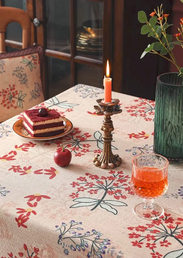 Rustic Flower Pattern Linen Farmhouse Table Cloth, Large Modern Rectangle Tablecloth Ideas for Dining Table, Square Linen Tablecloth for Round Dining Room Table