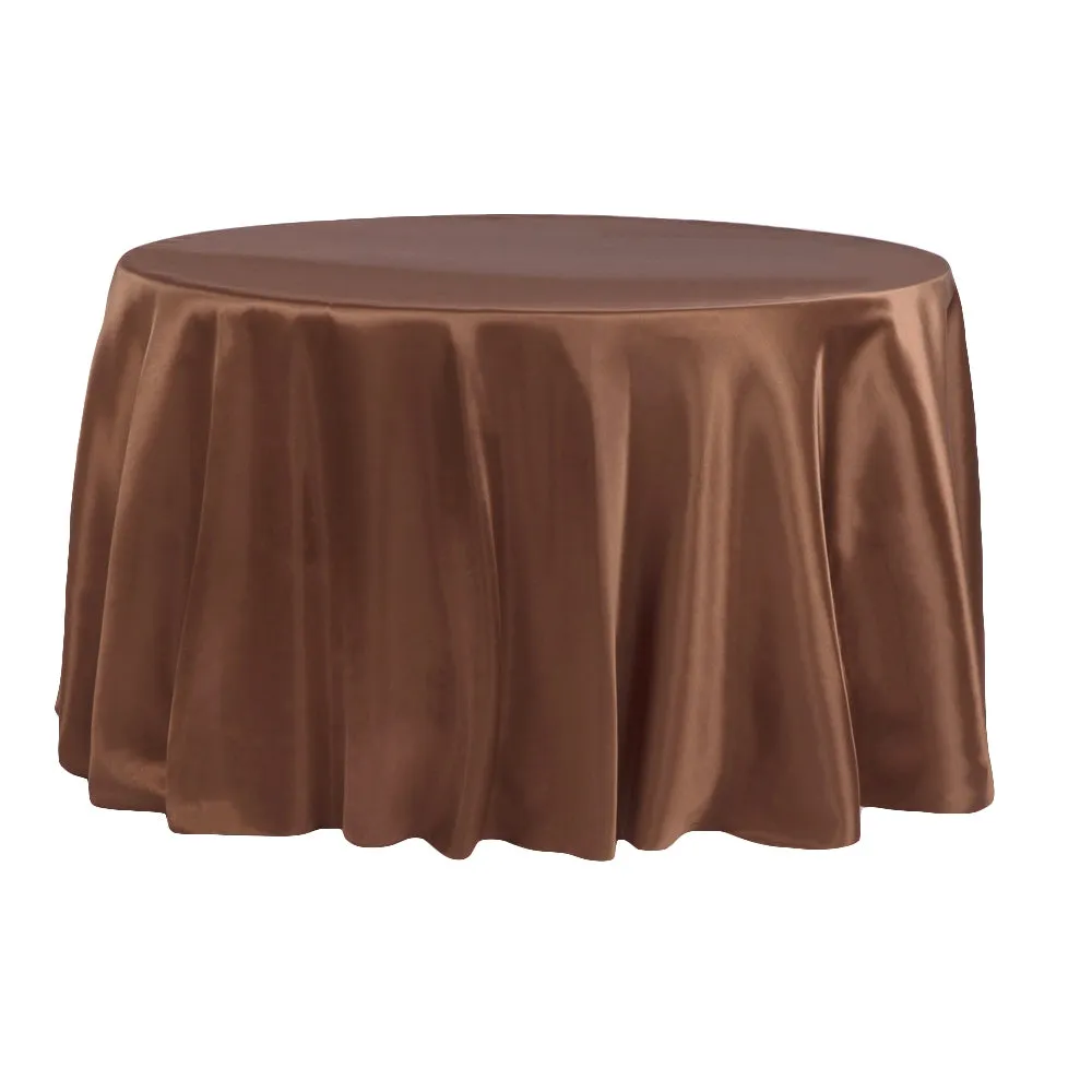 Satin 108" Round Tablecloth - Chocolate Brown