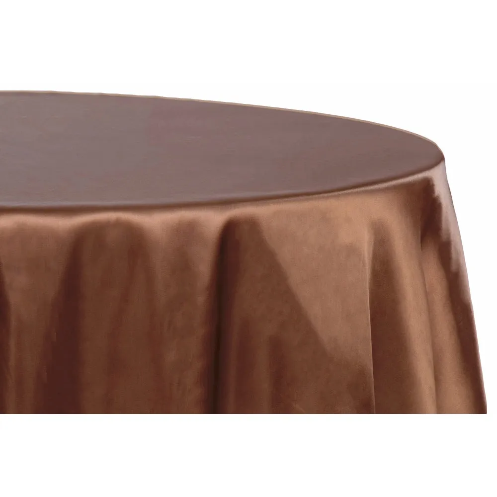 Satin 108" Round Tablecloth - Chocolate Brown