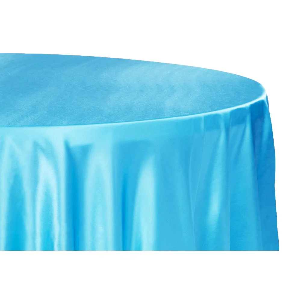 Satin 132" Round Tablecloth - Aqua Blue