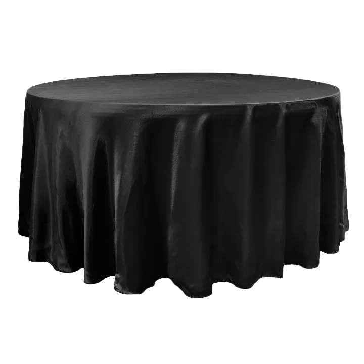 Satin 132" Round Tablecloth - Black