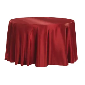 Satin 132" Round Tablecloth - Burgundy