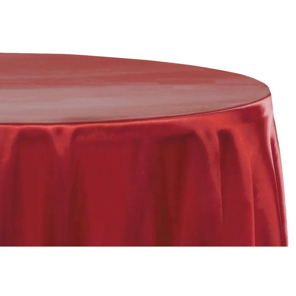 Satin 132" Round Tablecloth - Burgundy