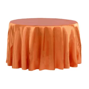 Satin 132" Round Tablecloth - Burnt Orange