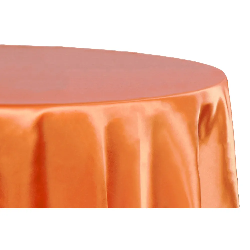 Satin 132" Round Tablecloth - Burnt Orange