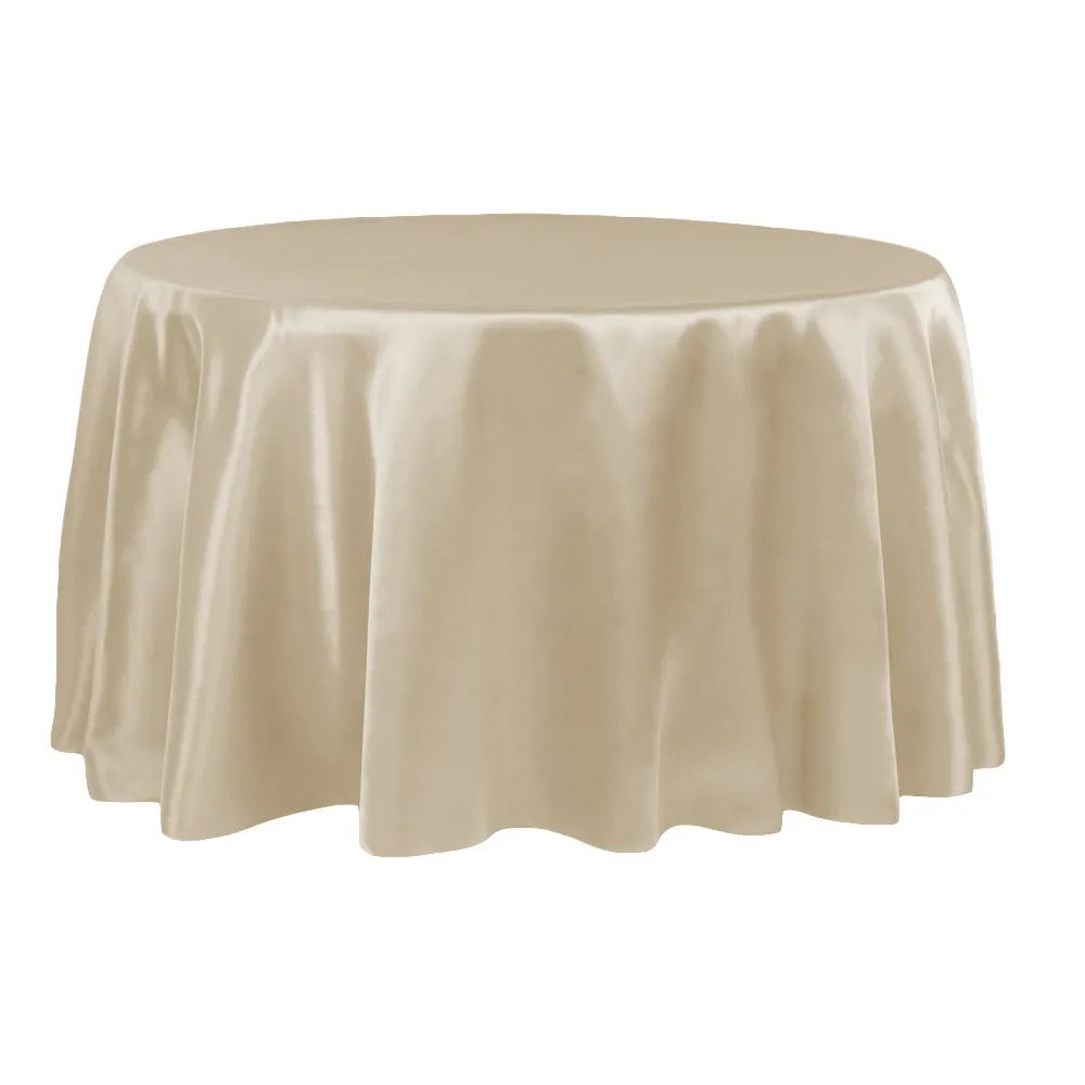 Satin 132" Round Tablecloth - Champagne