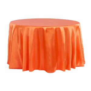 Satin 132" Round Tablecloth - Orange