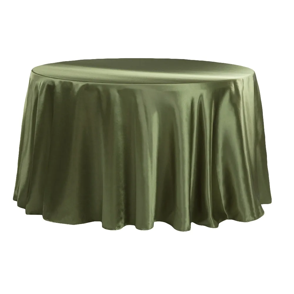 Satin 132" Round Tablecloth - Willow Green