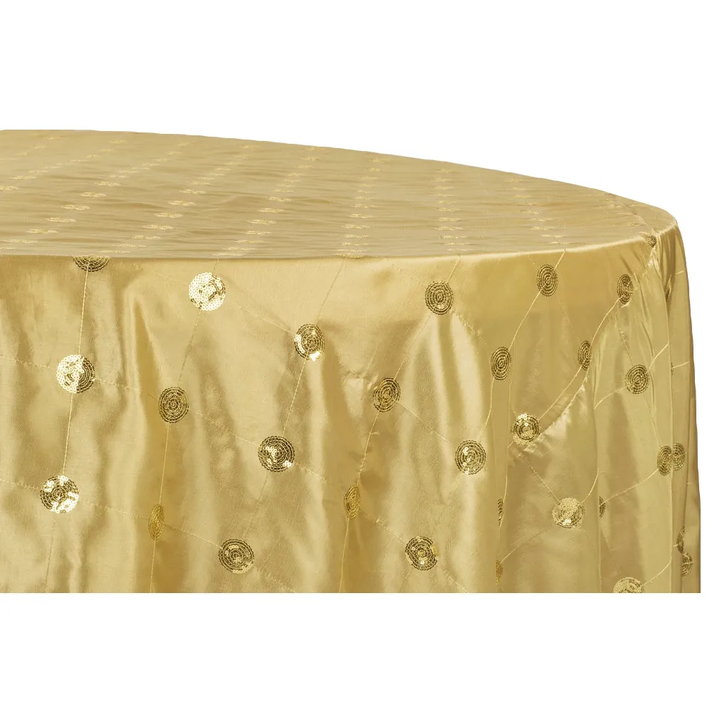 Sequin Embroidery Taffeta 132" Round Tablecloth - Gold