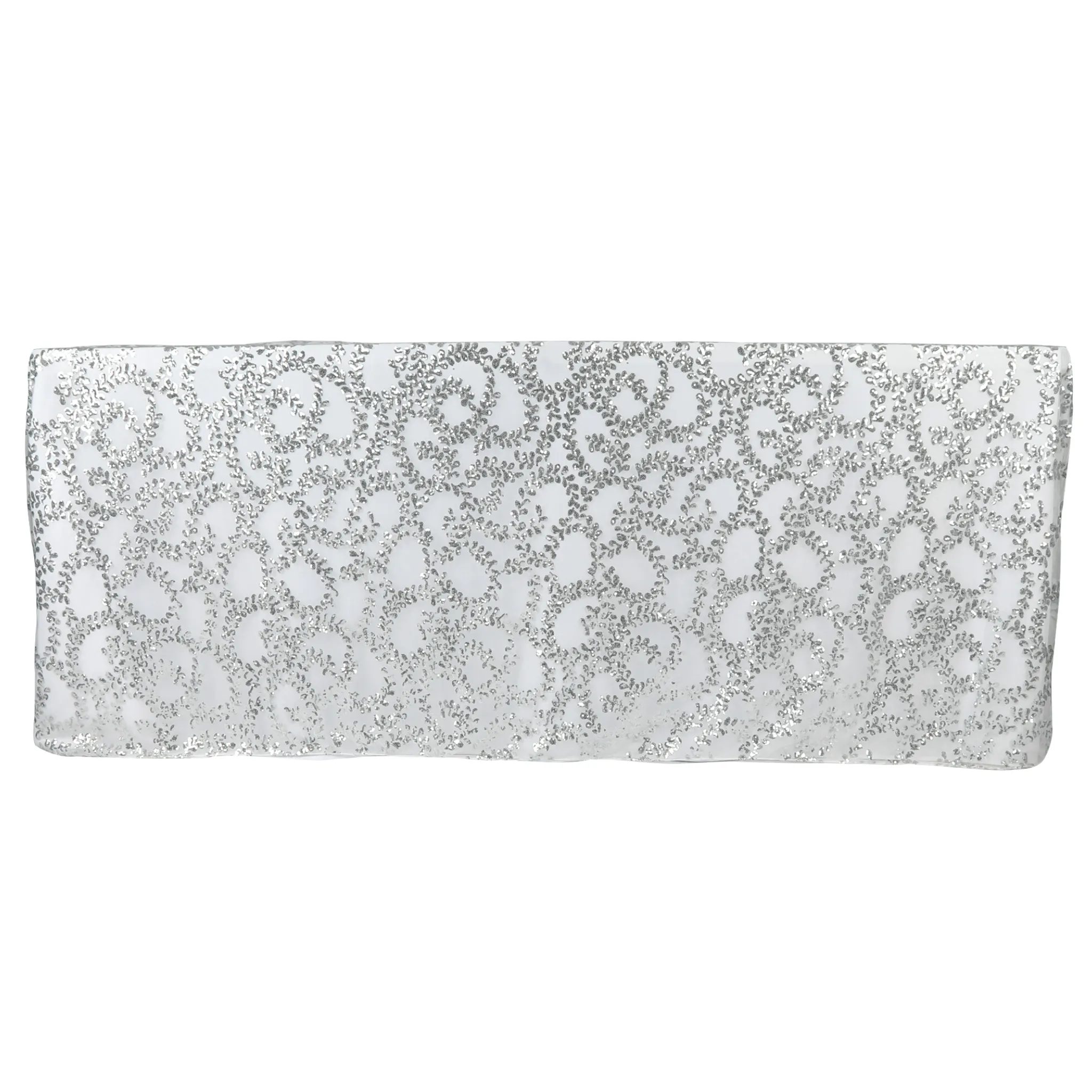Sequin Vine Tablecloth Overlay 90"x132" Rectangle  - Silver