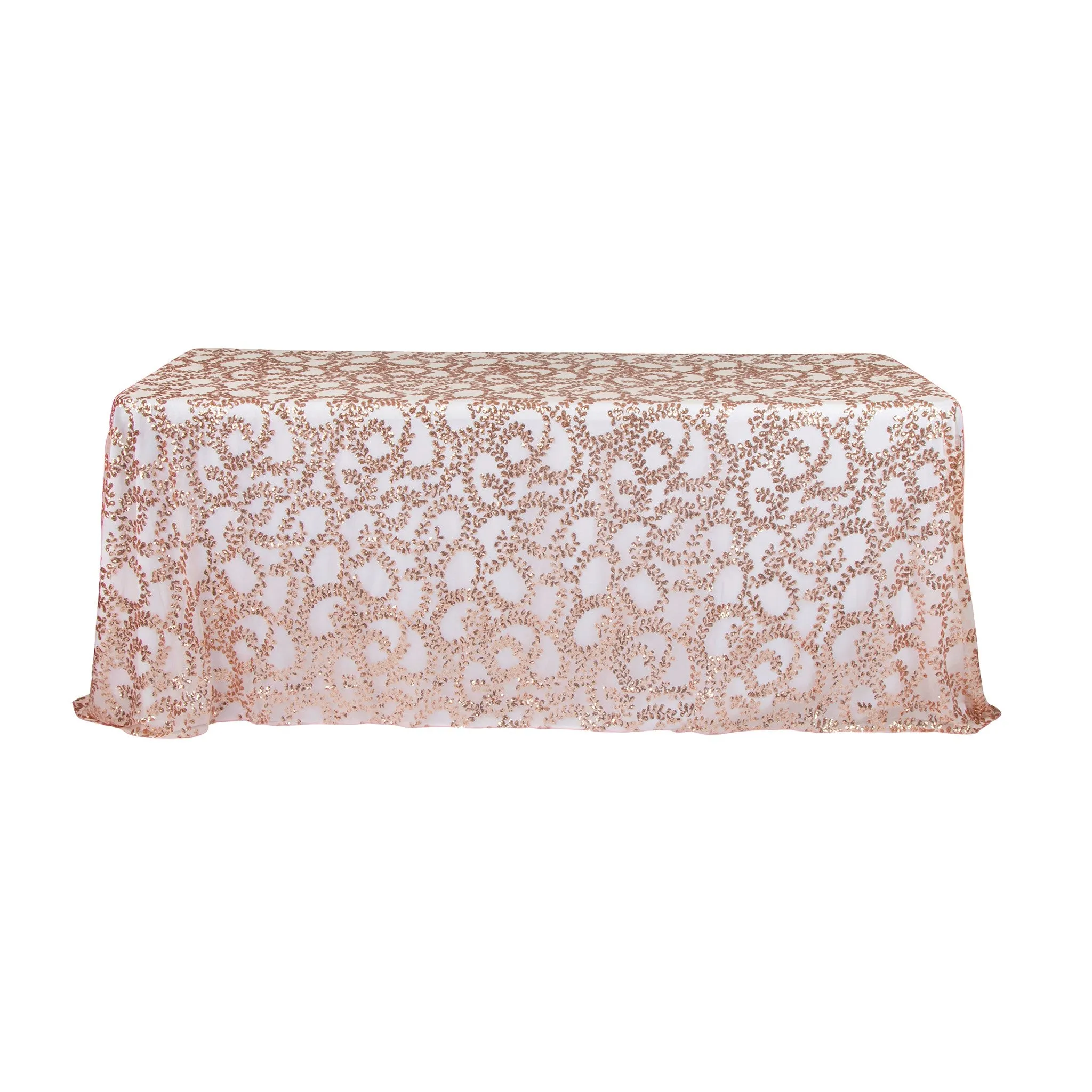 Sequin Vine Tablecloth Overlay 90"x156" Rectangle  - Blush/Rose Gold
