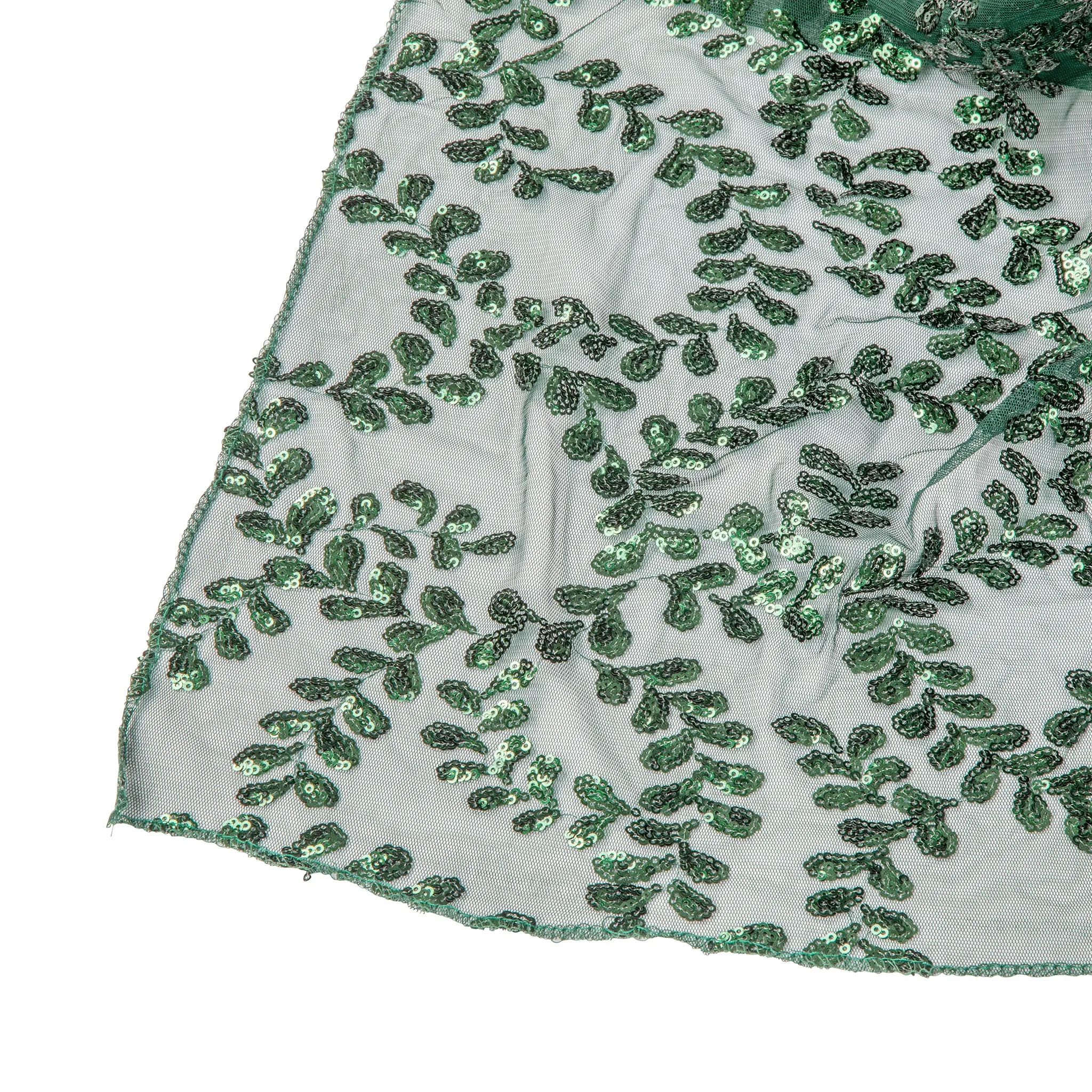 Sequin Vine Tablecloth Overlay 90"x156" Rectangle  - Emerald Green