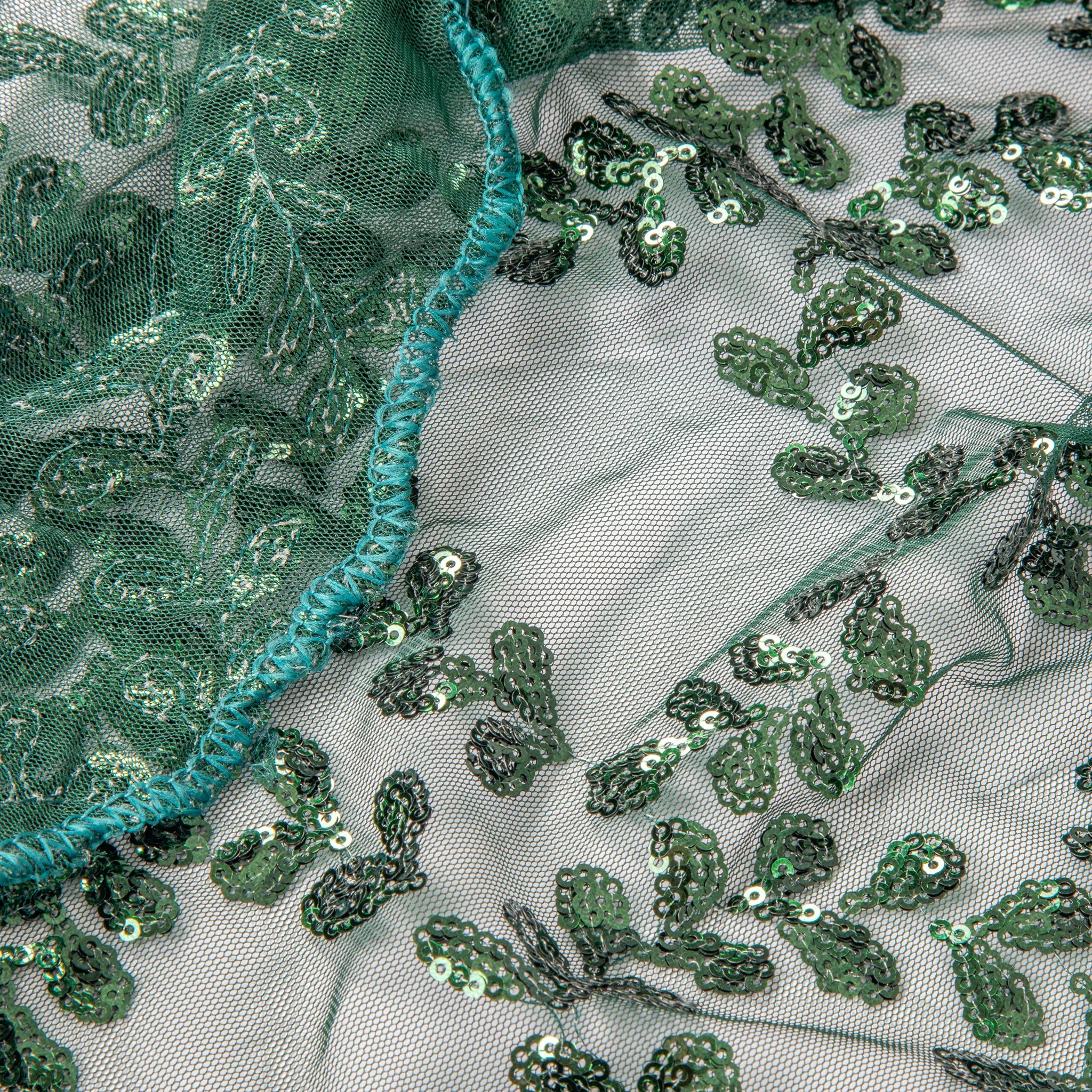 Sequin Vine Tablecloth Overlay 90"x156" Rectangle  - Emerald Green