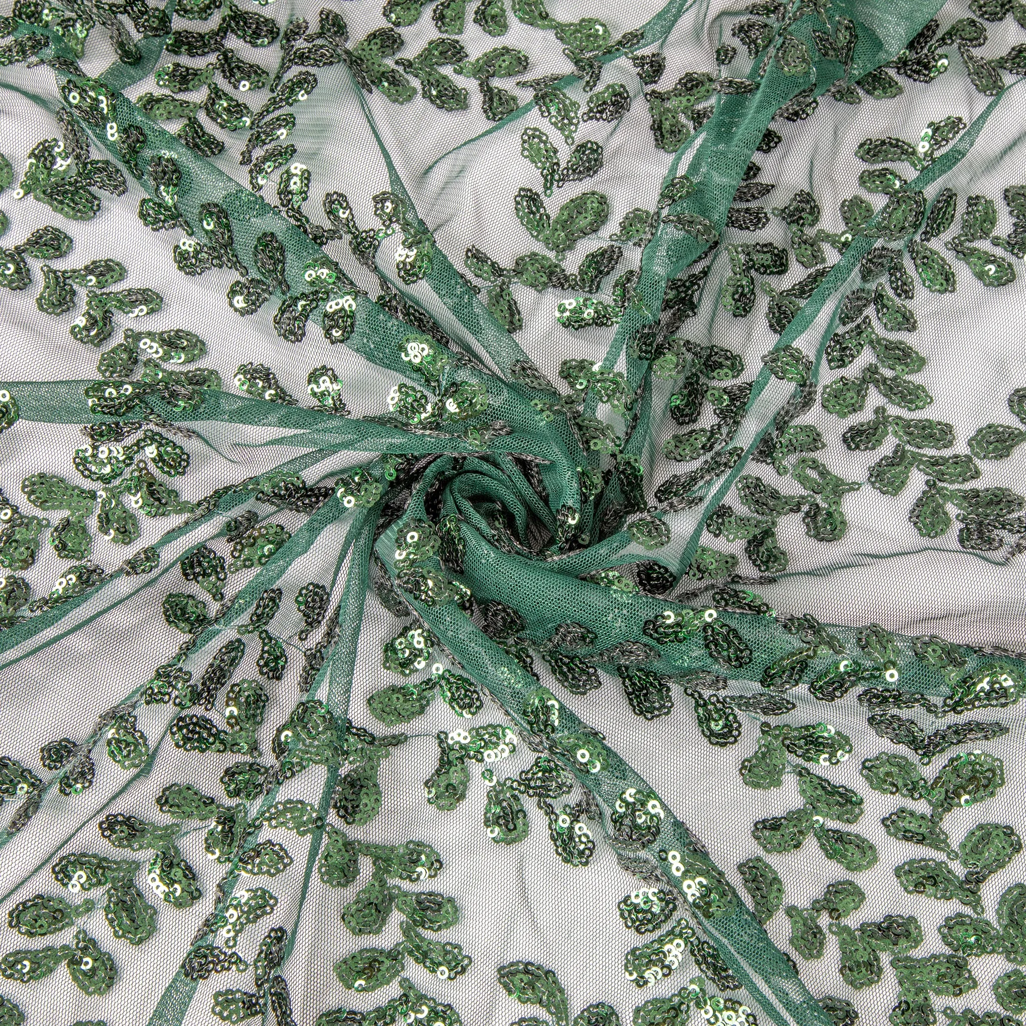 Sequin Vine Tablecloth Overlay 90"x156" Rectangle  - Emerald Green