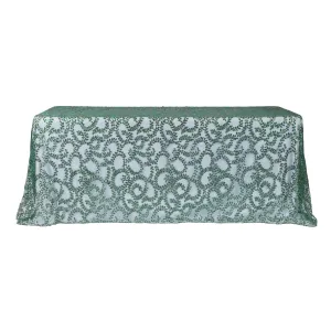 Sequin Vine Tablecloth Overlay 90"x156" Rectangle  - Emerald Green