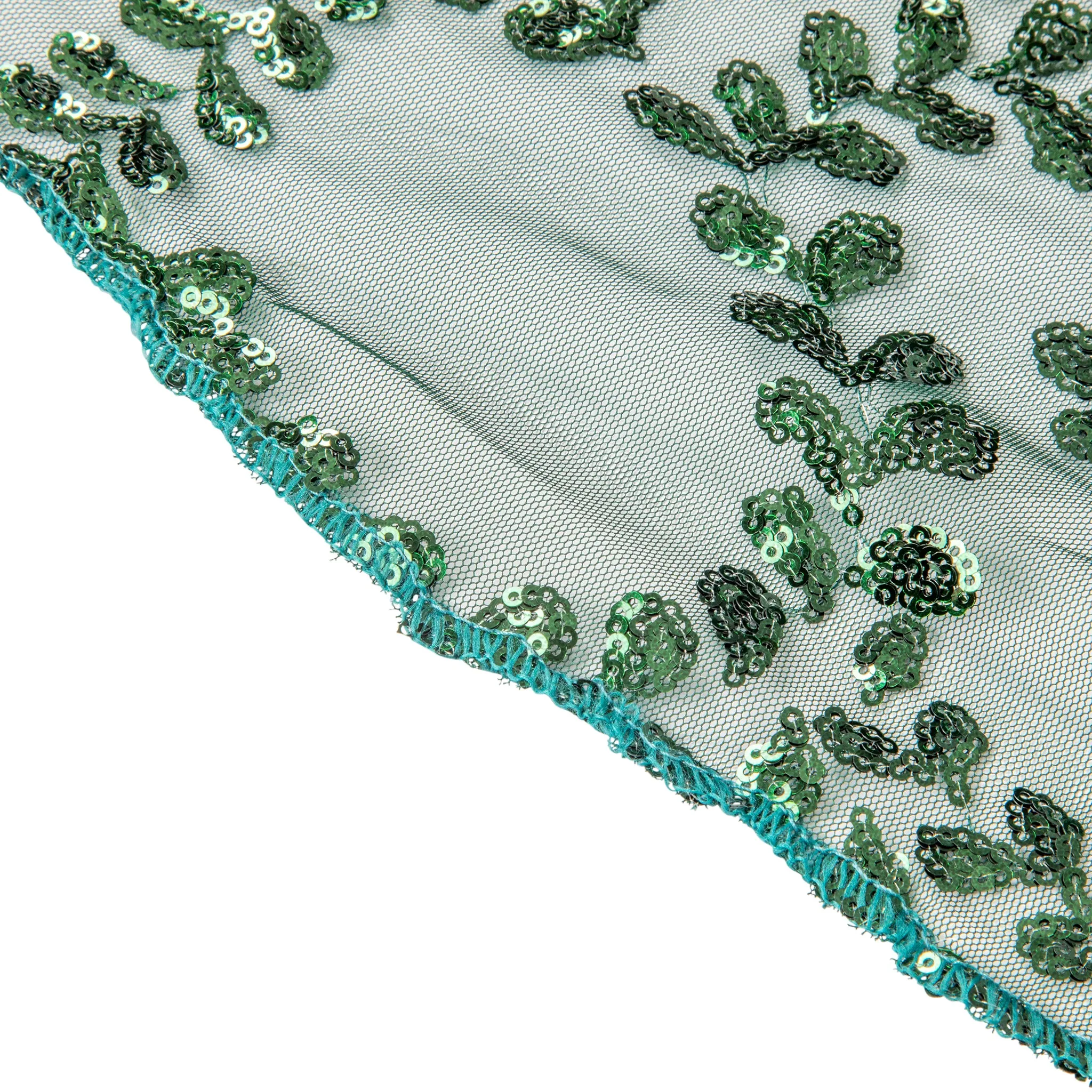 Sequin Vine Tablecloth Overlay 90"x156" Rectangle  - Emerald Green
