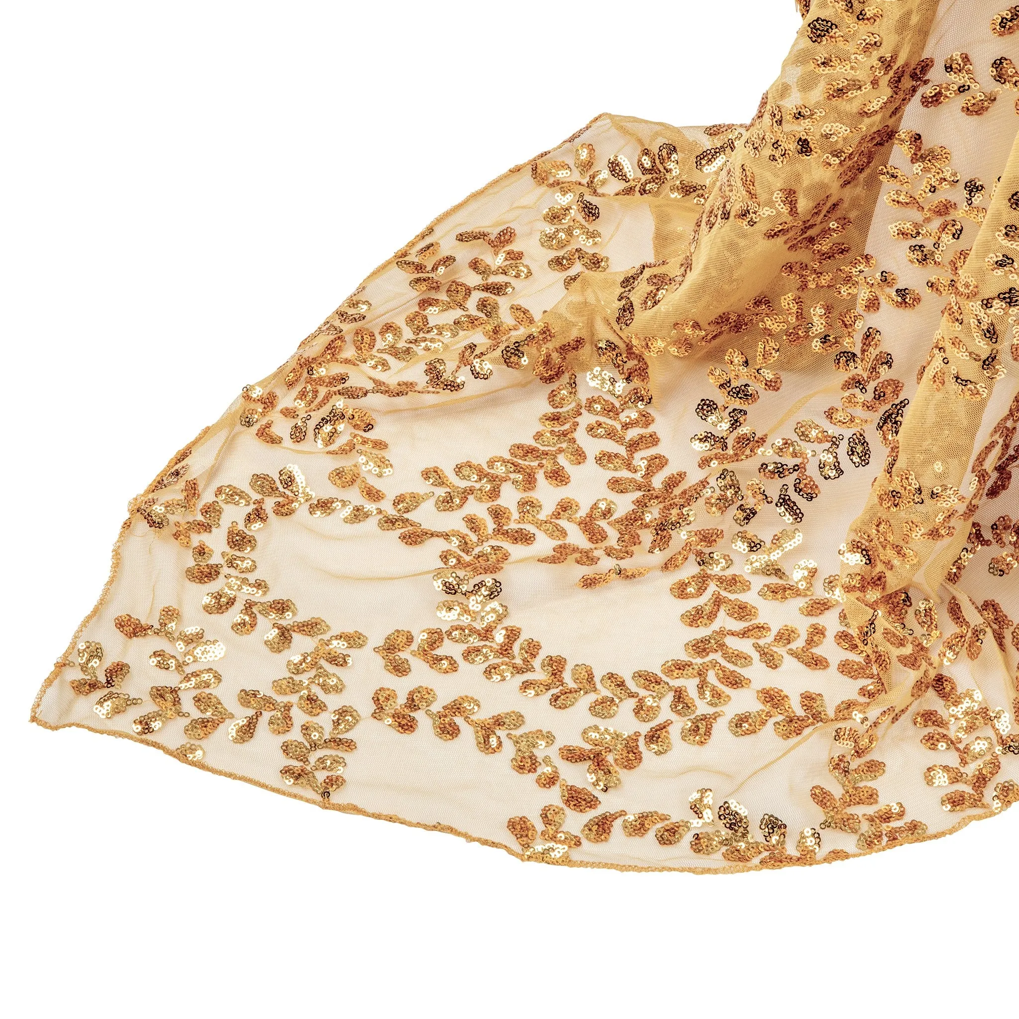 Sequin Vine Tablecloth Overlay 90"x156" Rectangle  - Gold