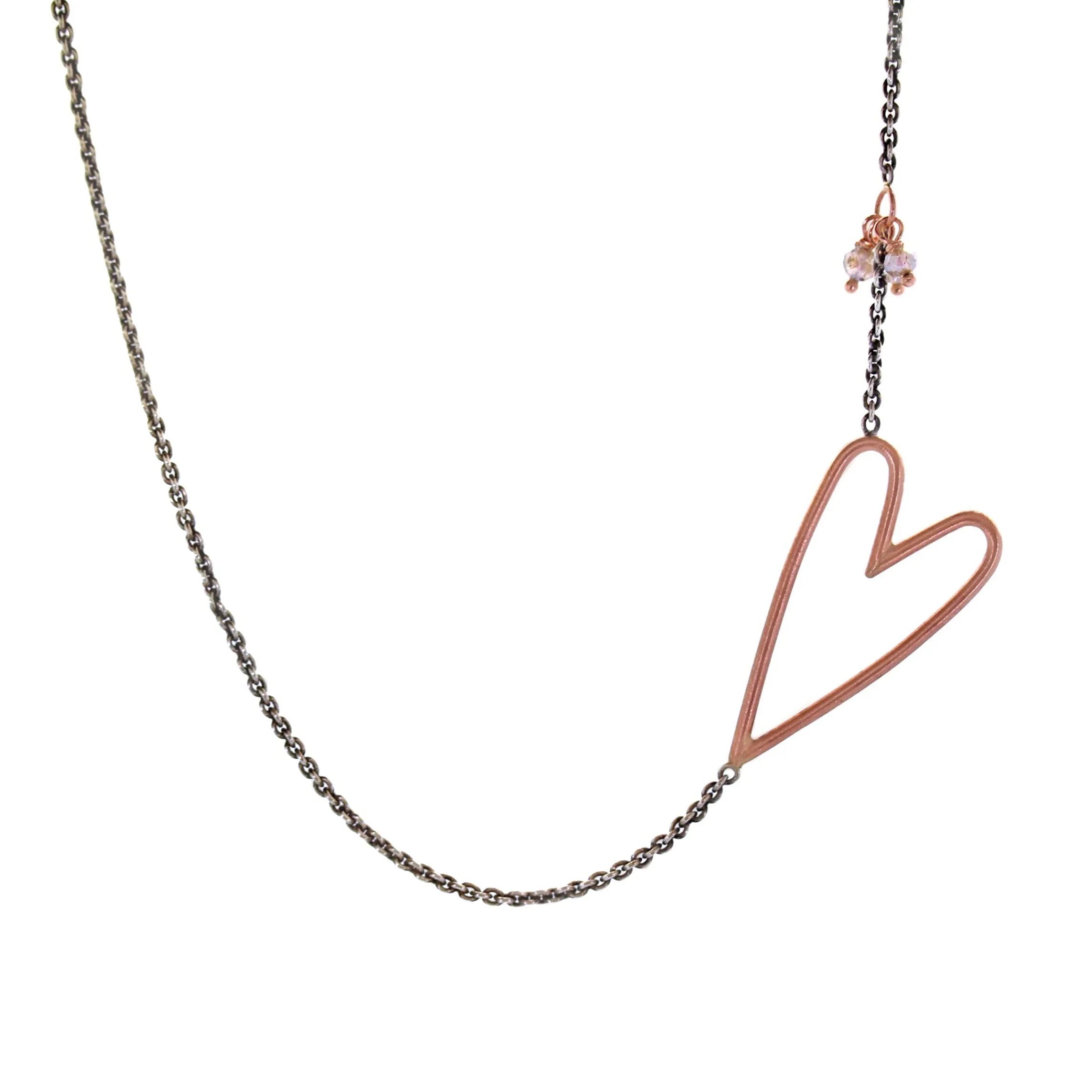 Sideways Heart & Labradorite Dangle Necklace