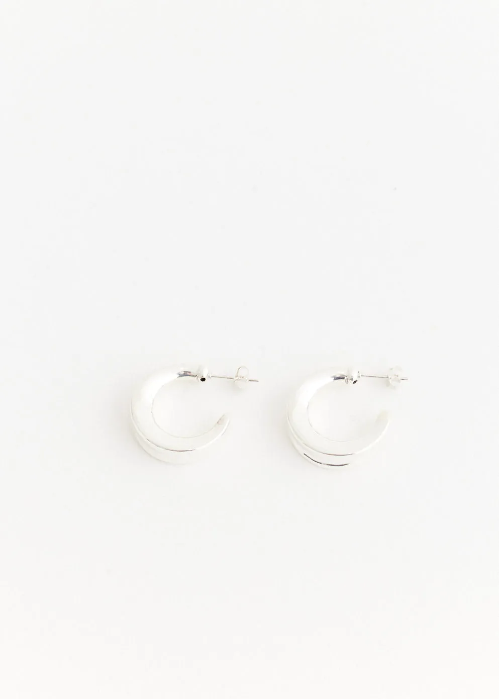 Silver C Hoop Earrings