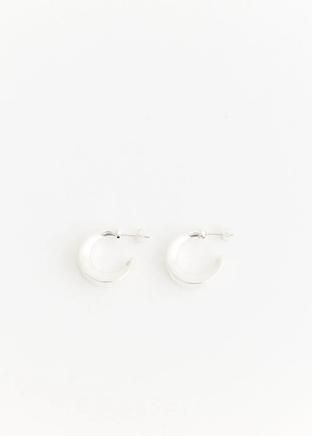 Silver C Hoop Earrings
